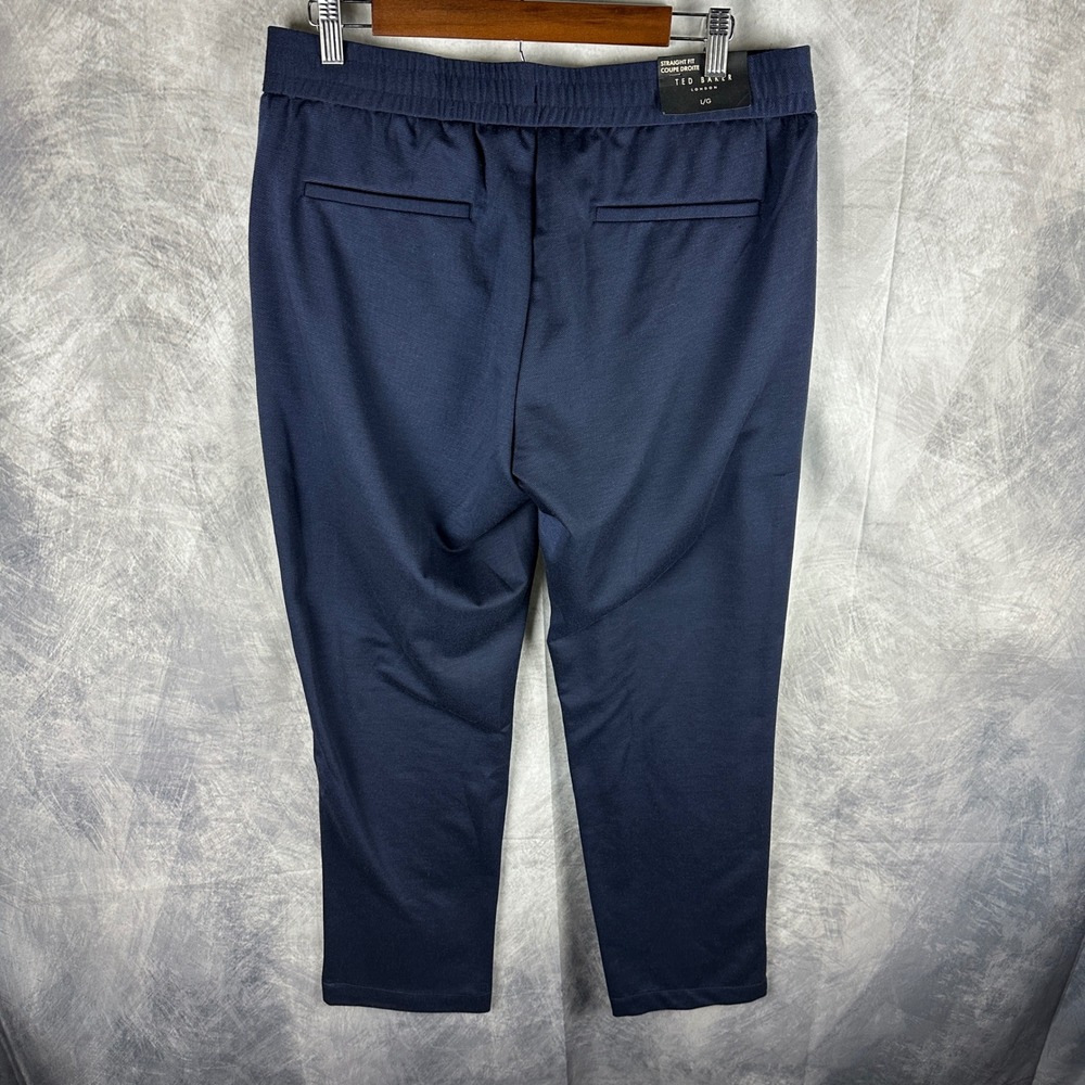 Ted Baker London Mens Navy Blue Straight Twill Drawstring Trousers Sz L NEW $150